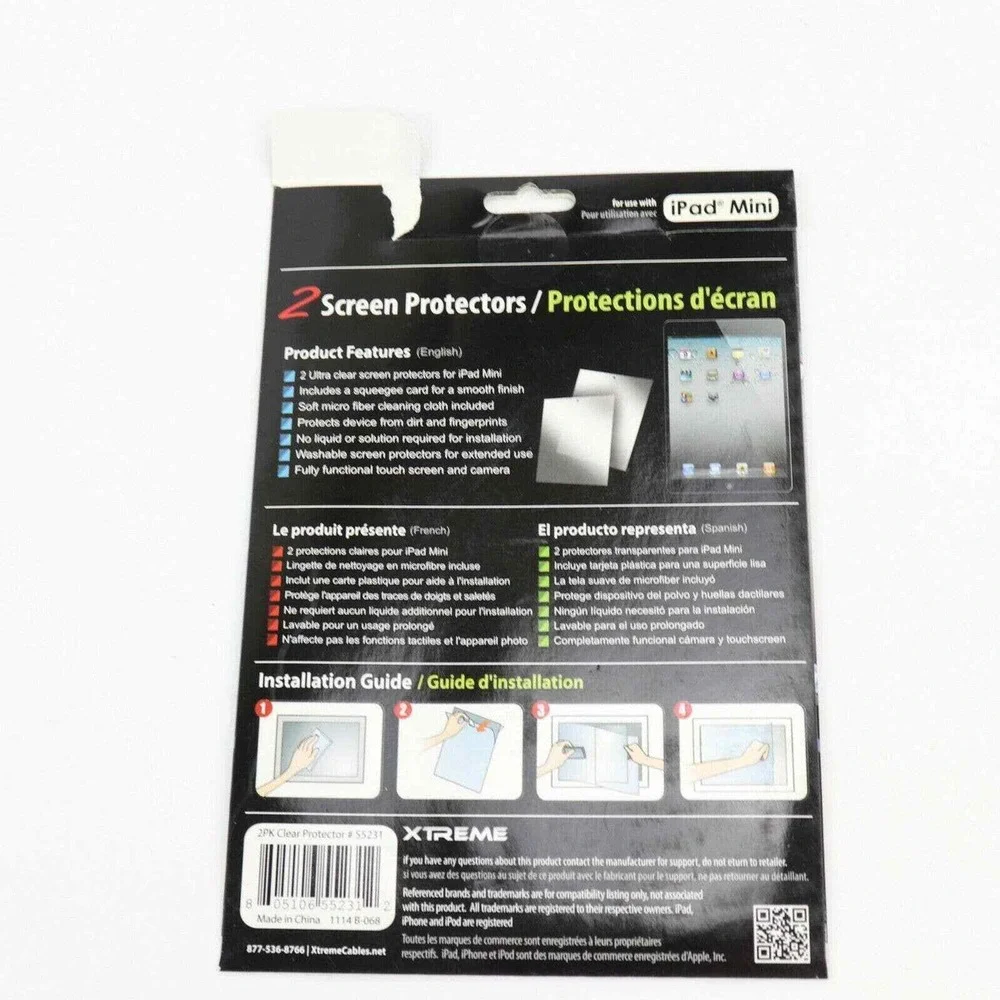 Xtreme 2 Pack Ultra Clear Screen Protectors for iPad Mini Guard Combo
